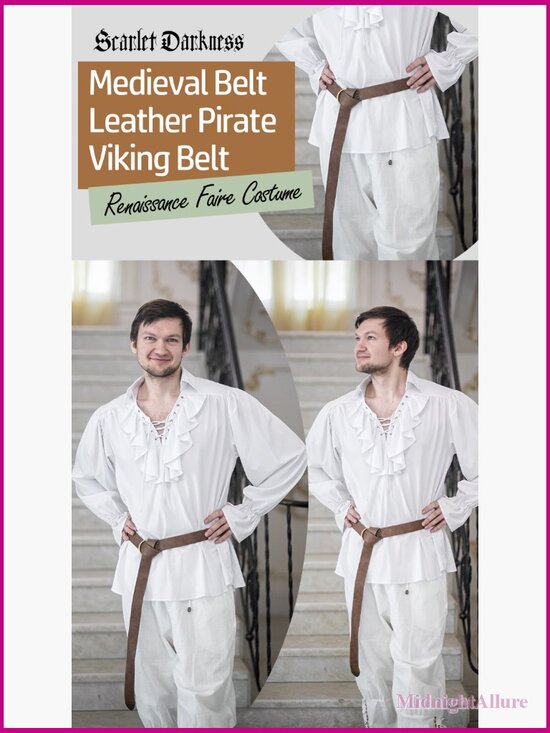 Medieval Leather Belt Renaissance Viking Pirate Costume Belt Unisex main image 5